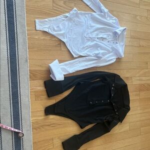 White and Black Long Sleeve Bodysuits